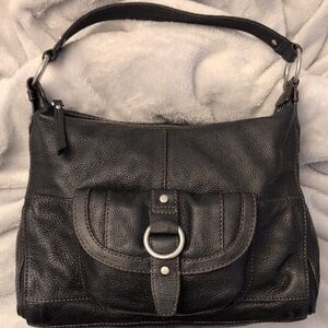 Fossil Black Leather Hobo Bag With Matching Wallet Set EUC
